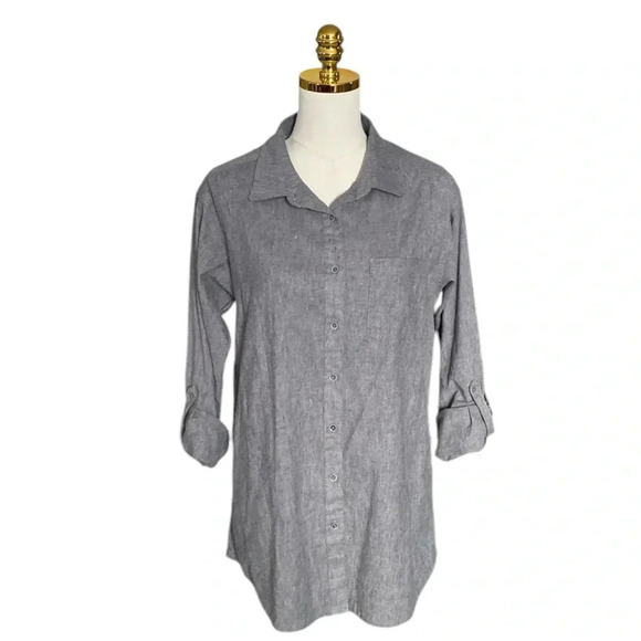 PRANA | Women’s Grey Aster Button Down Open Vent Tunic Shirt Size M - Picture 6 of 15